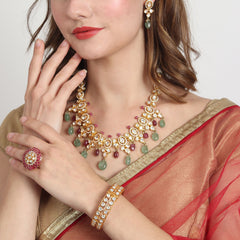 Fatima Sterling Silver Polki Necklace