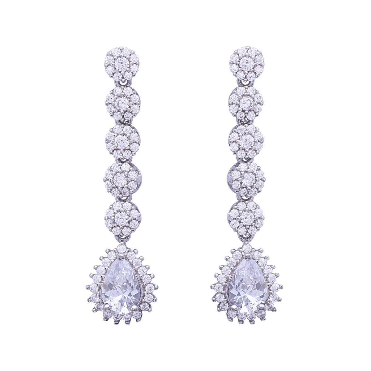 Crystal flower silver earrings