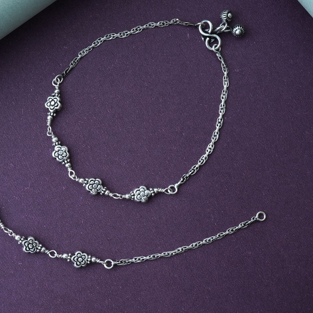 Silver flower Anklet