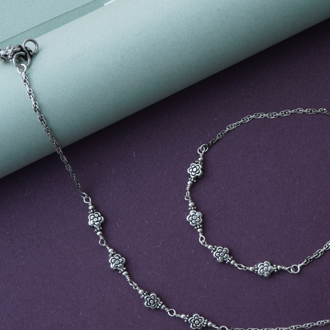 Silver flower Anklet