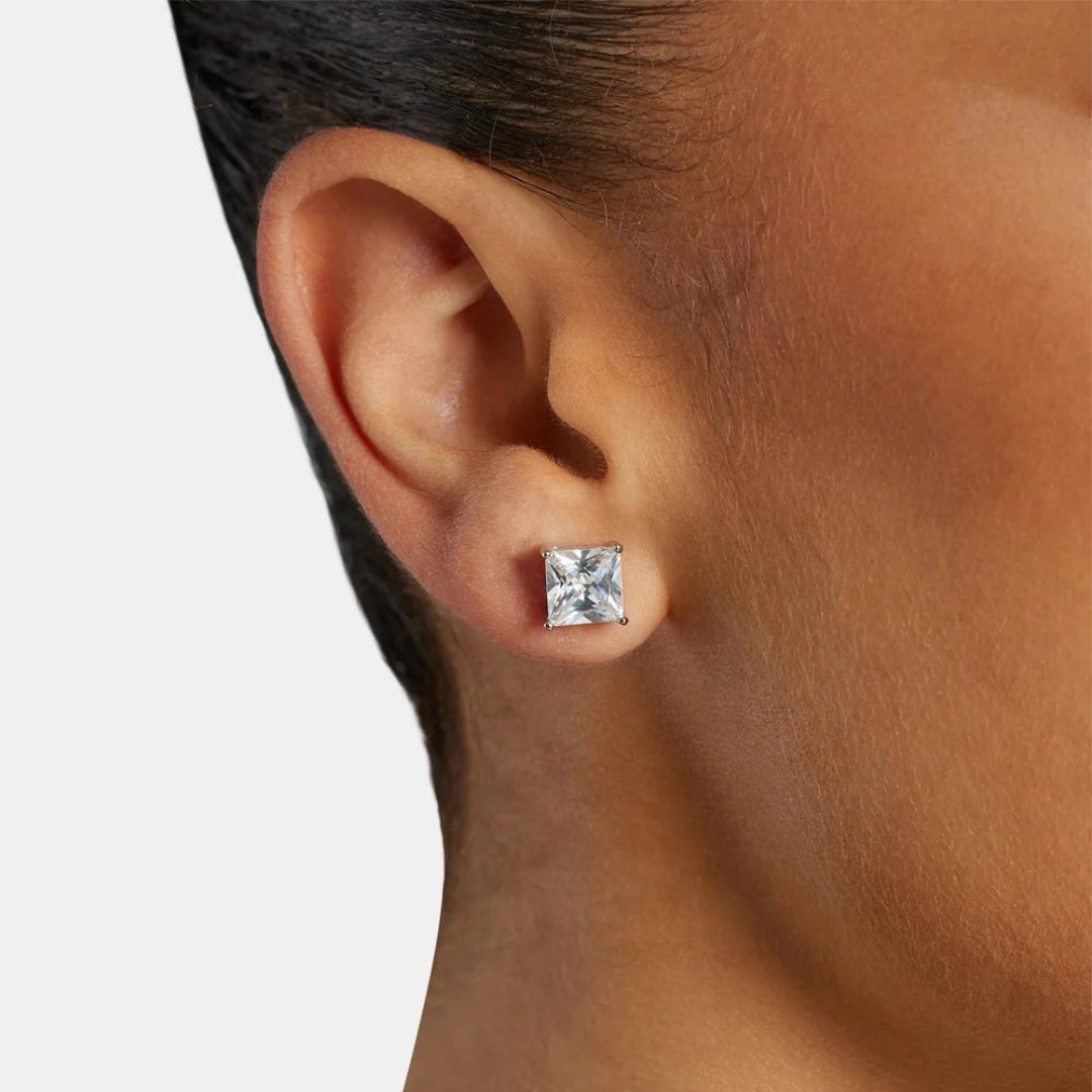 Square Cubic Zirconia Stud Earrings