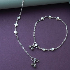 Silver Floral  Anklet