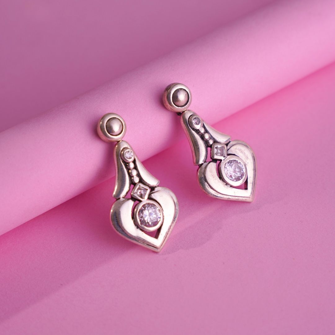 Silver heart shape earrings