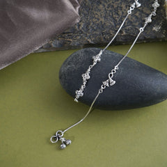 Silver pair of Floral Anklet