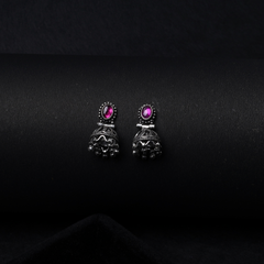 Elegant Oxidised Silver Jhumka Earrings