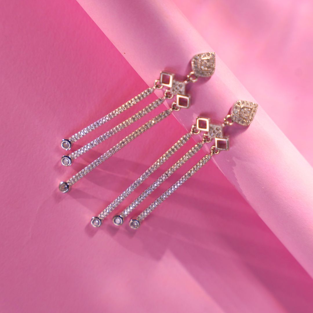 Twinkling tassels silver earrings