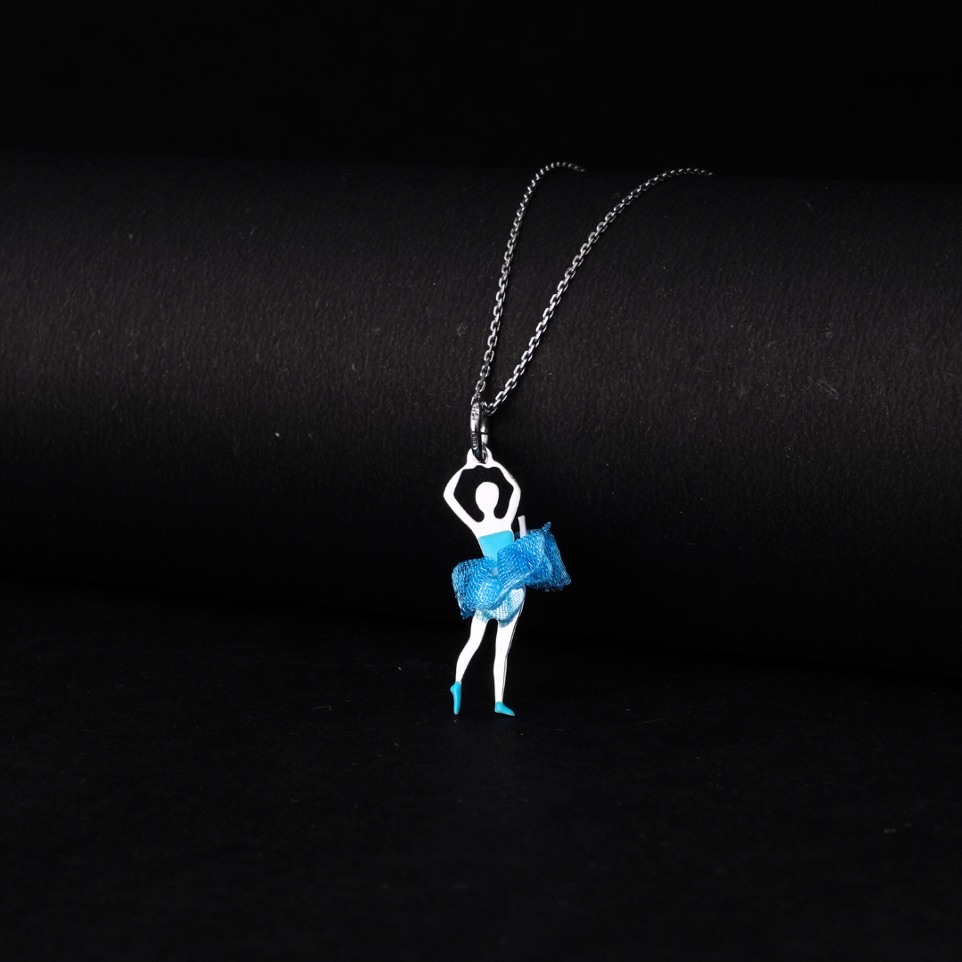Sterling Silver Ballerina Dancer  Chain Pendant