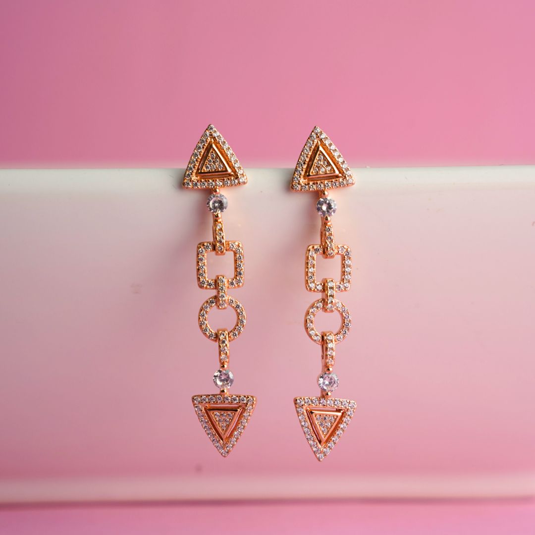 Silver geometric triangle earrings