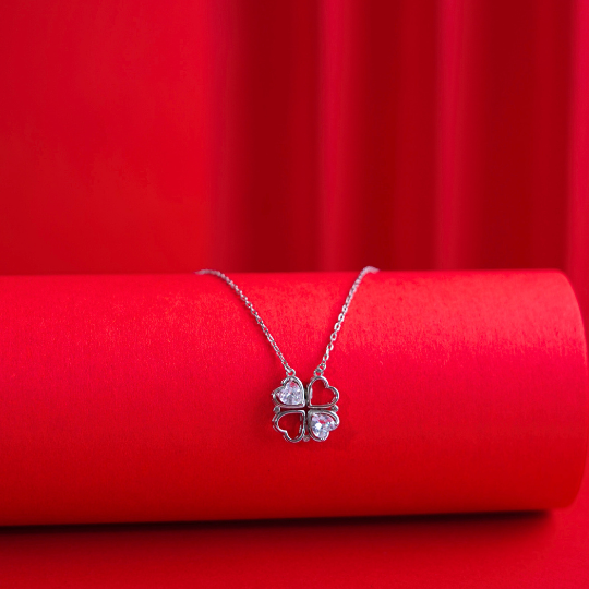 Two Stone Heart Chain Pendant