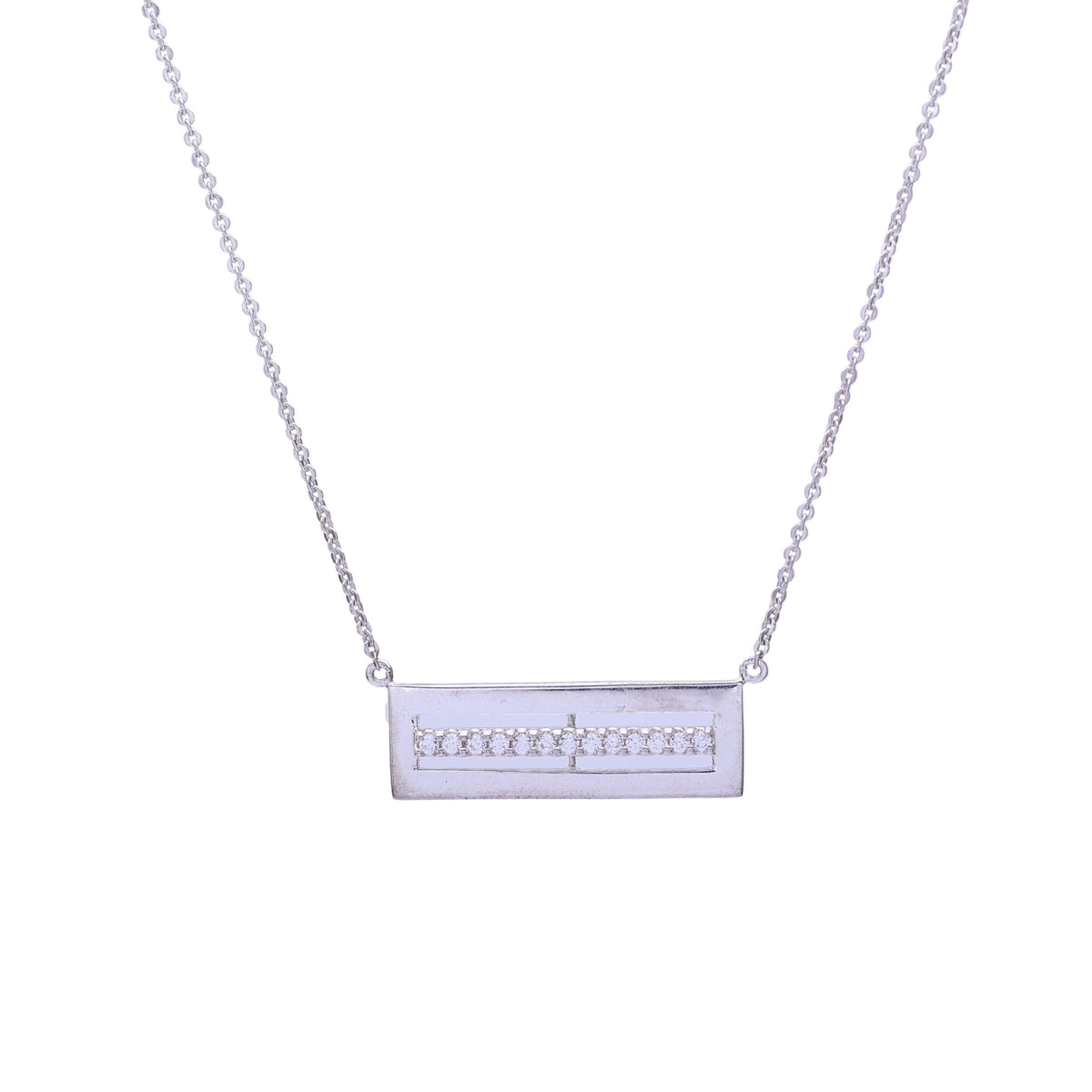 Silver Skinny Bar Chain Pendant