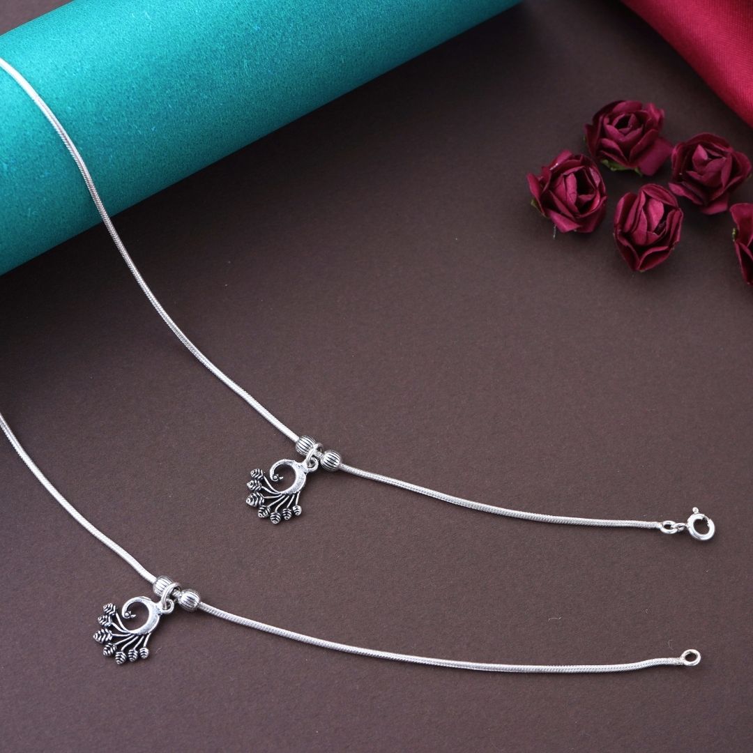Silver peacock Anklet