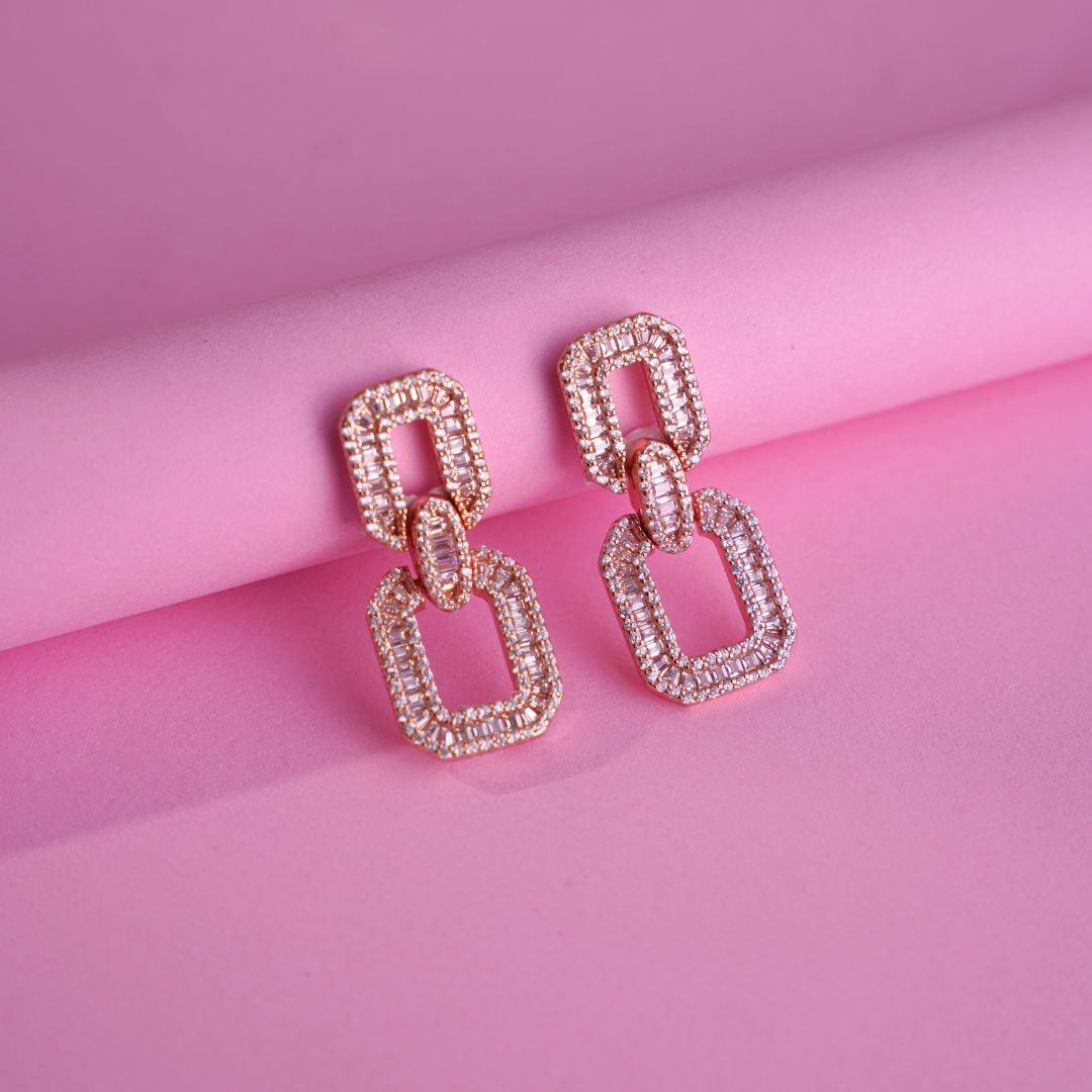 Silver square drop earring