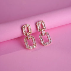 Silver square drop earring