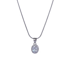 Silver Round Cut Chain Pendant Set
