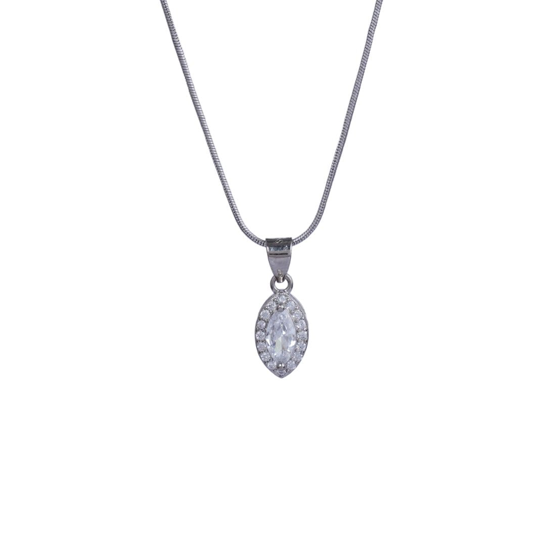 Silver Round Cut Chain Pendant Set