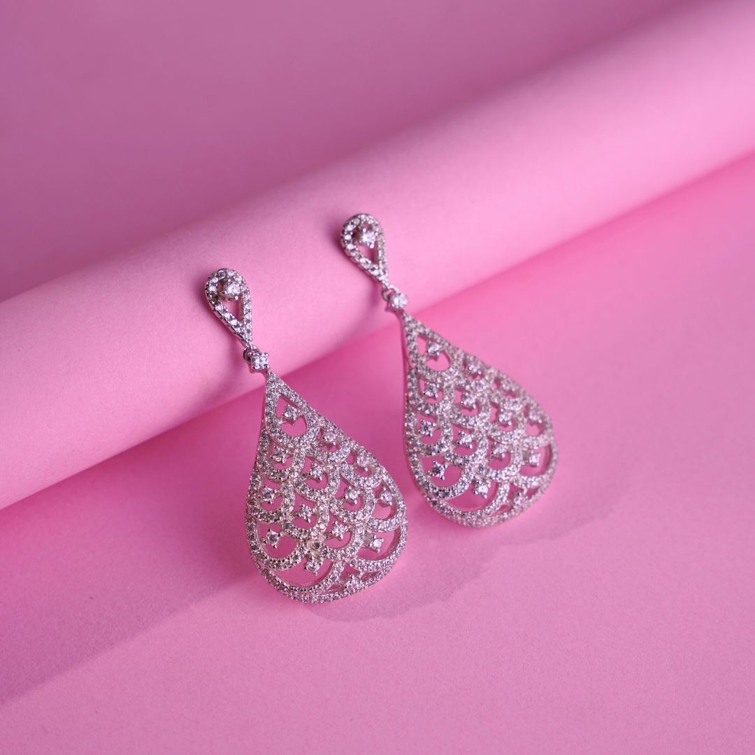 Silver double drop earrings