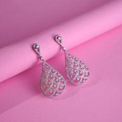 Silver double drop earrings