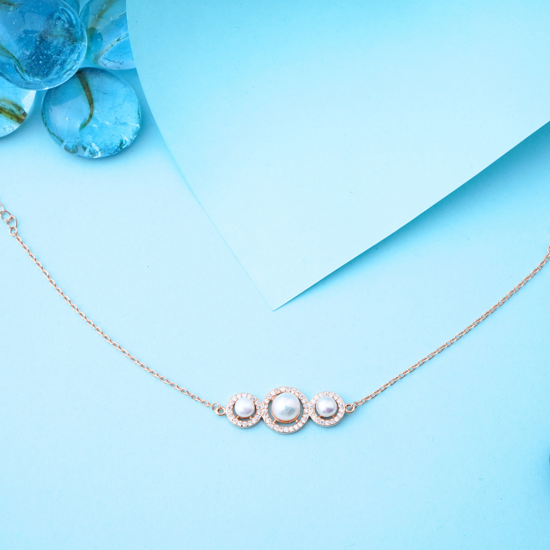Silver Three  Pearl Bracelet