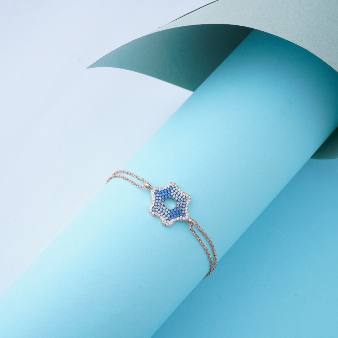 Silver Evil Blue Bracelet