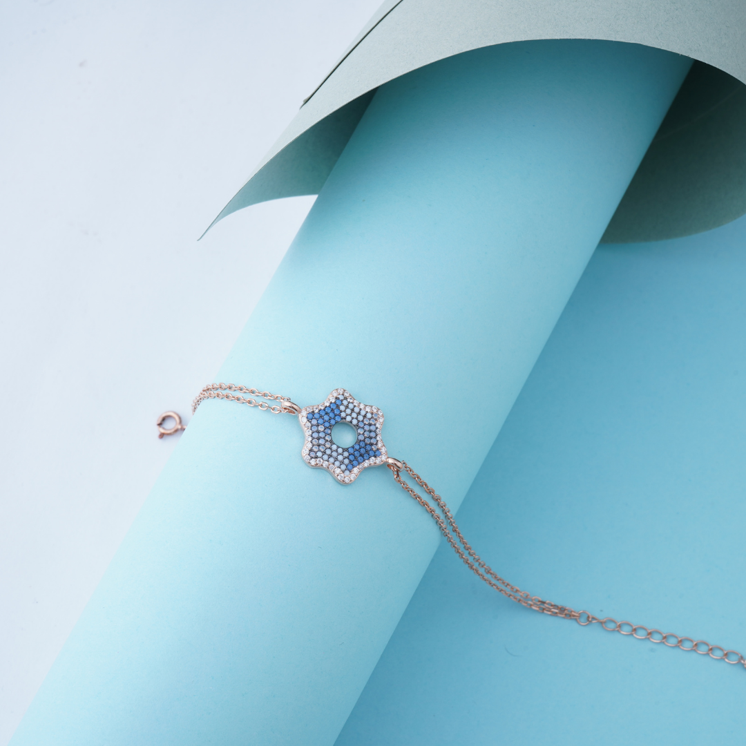 Silver Evil Blue Bracelet