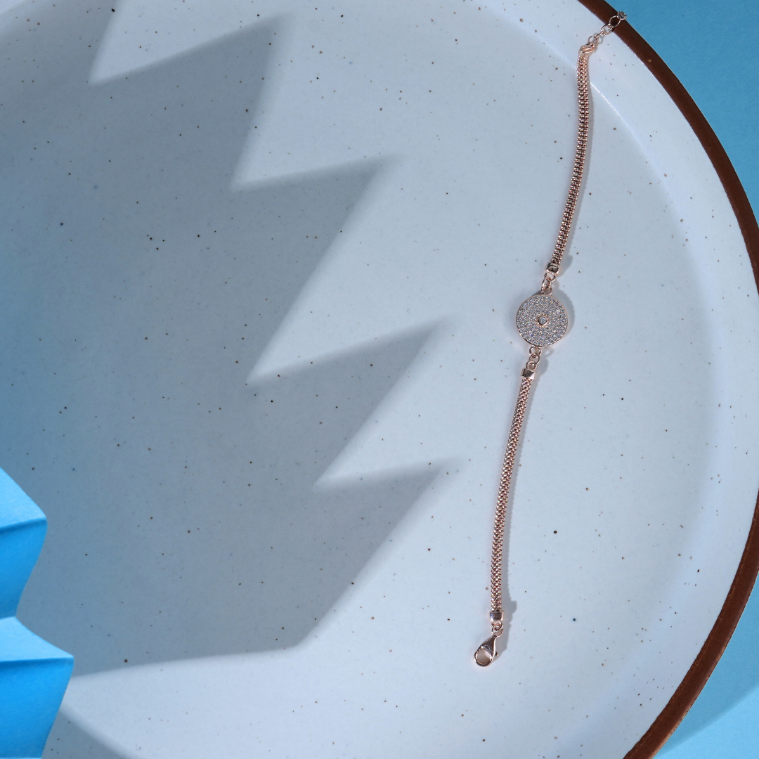 Silver Basic Circular Stoned Bracelet