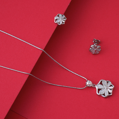 Silver Star Flower Chain Pendant set