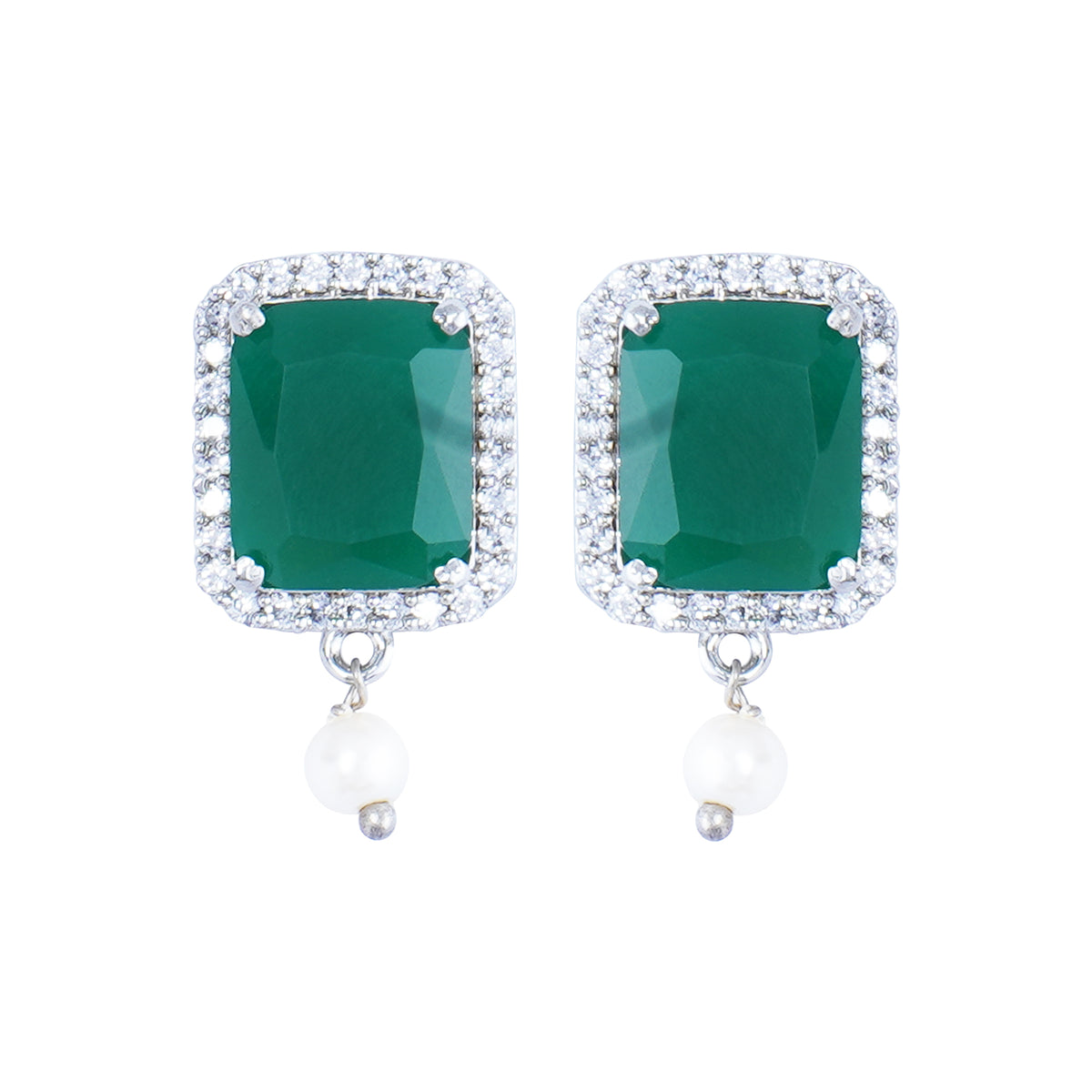 Silver green Quartz earrings
