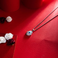 Silver Hamsa Evil Eye Pendant