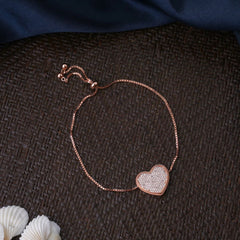 Heart rose gold silver bracelet