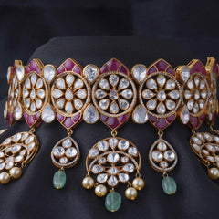 Avyanna Silver Polki Necklace