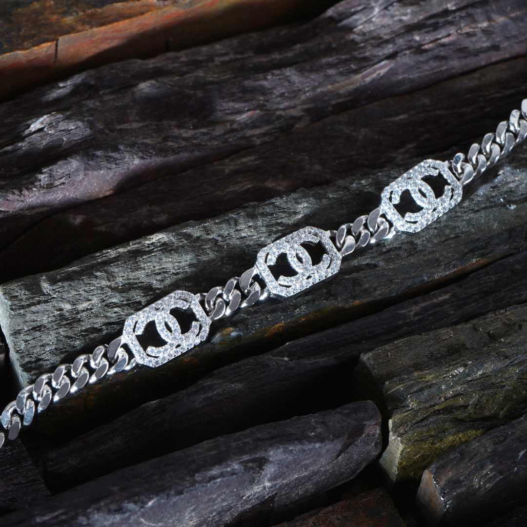 Silver Chanel Studded Bracelet