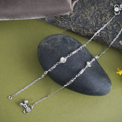 Silver Triple Floral Anklet