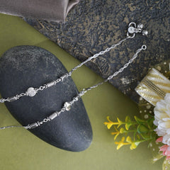 Silver Triple Floral Anklet