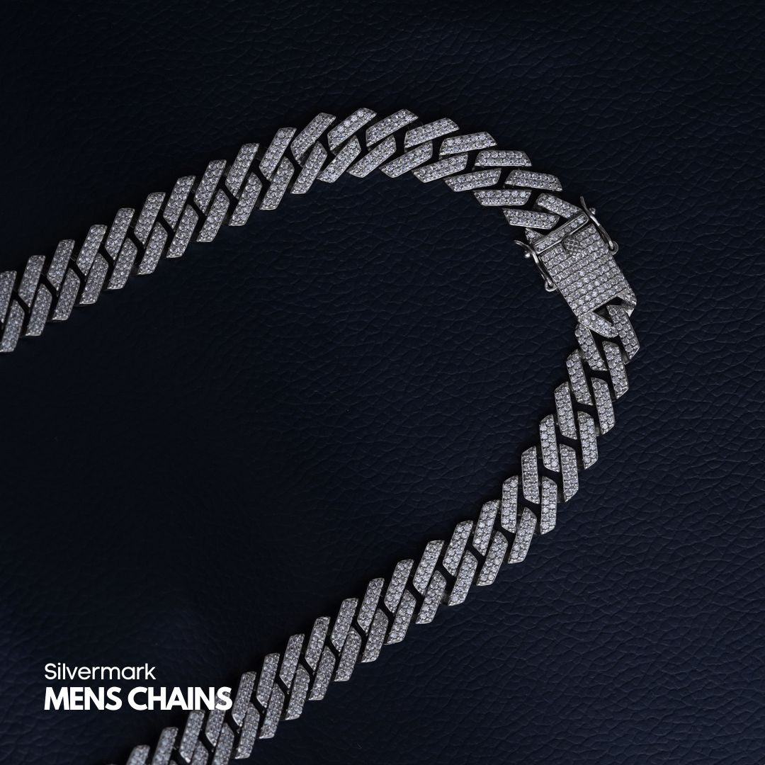 Sterling Silver Studded Cuban Chain