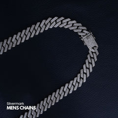 Sterling Silver Studded Cuban Chain