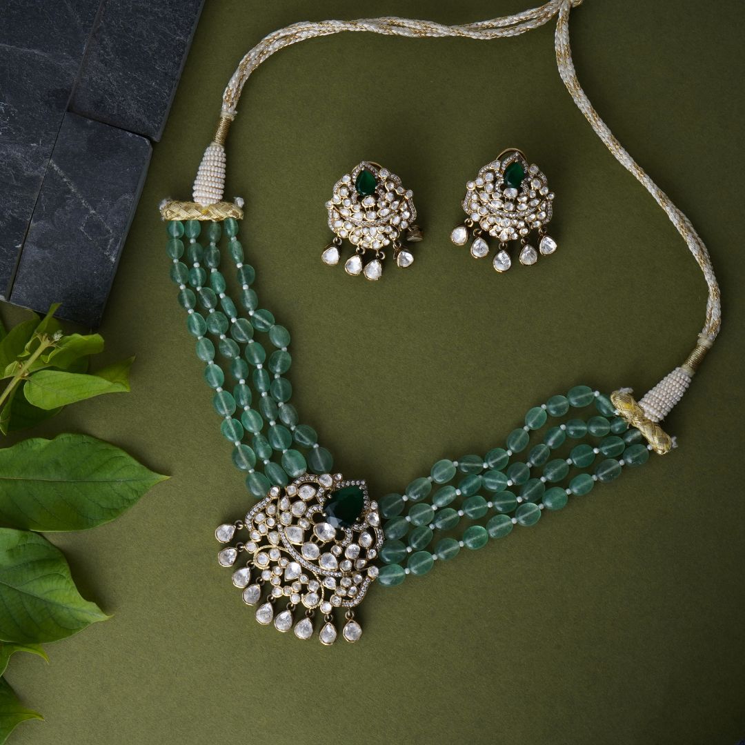 Azarya Silver Polki Necklace