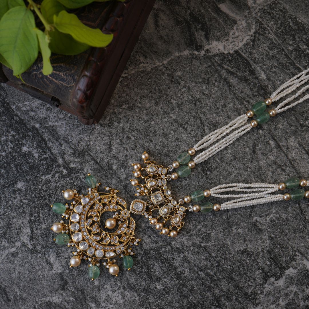 Ornella Silver Polki Necklace