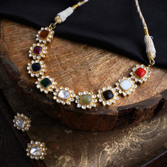 Celestial Sparkle Silver Polki Necklace