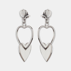 Silver Dangle Tri Heart Earrings - silvermark