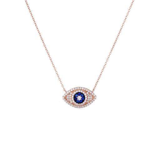 Classic Blue Evil Eye Rose Gold Pendant - silvermark