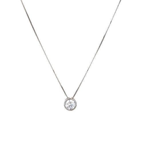 Classic Halo Diamond Solitaire Necklace - silvermark