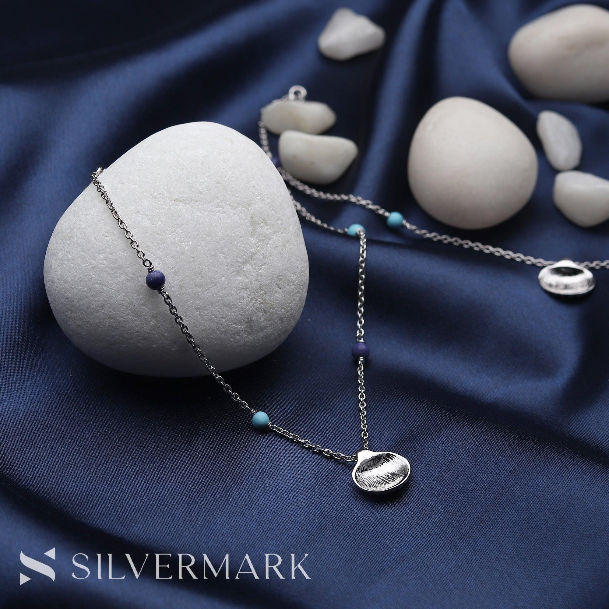 Sophisticated Shell & Aurora Anklet - silvermark