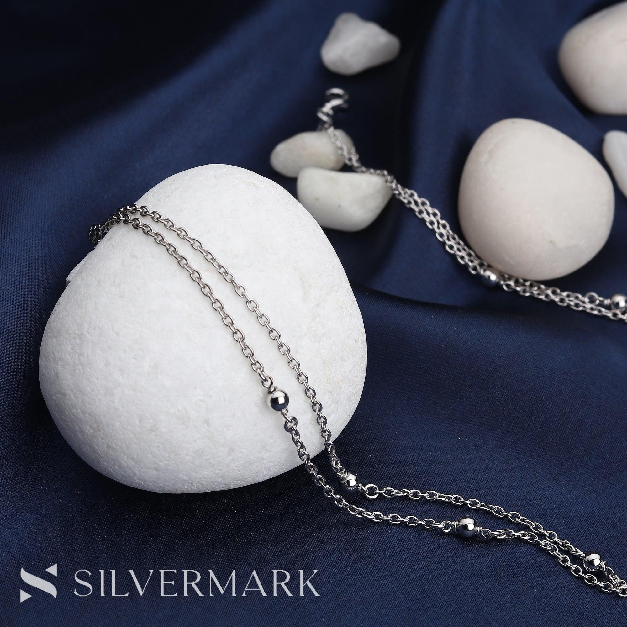 Glittering Silver Balls & Chain Anklet - silvermark