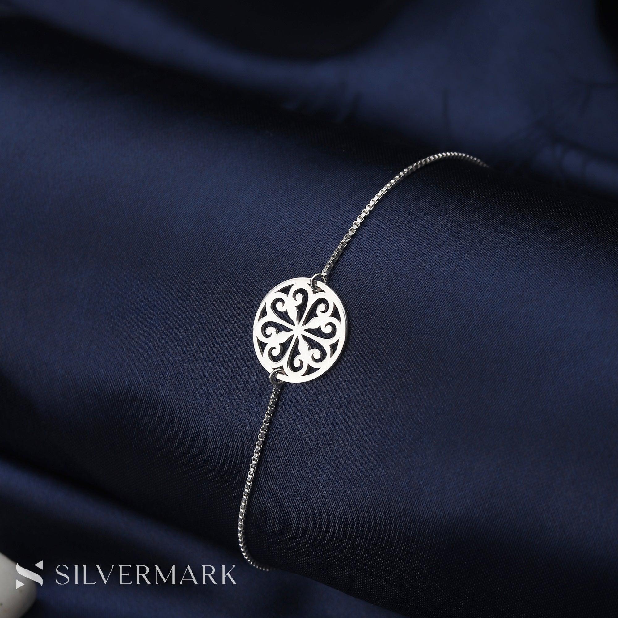 Silver Flower Heart Bracelet - silvermark