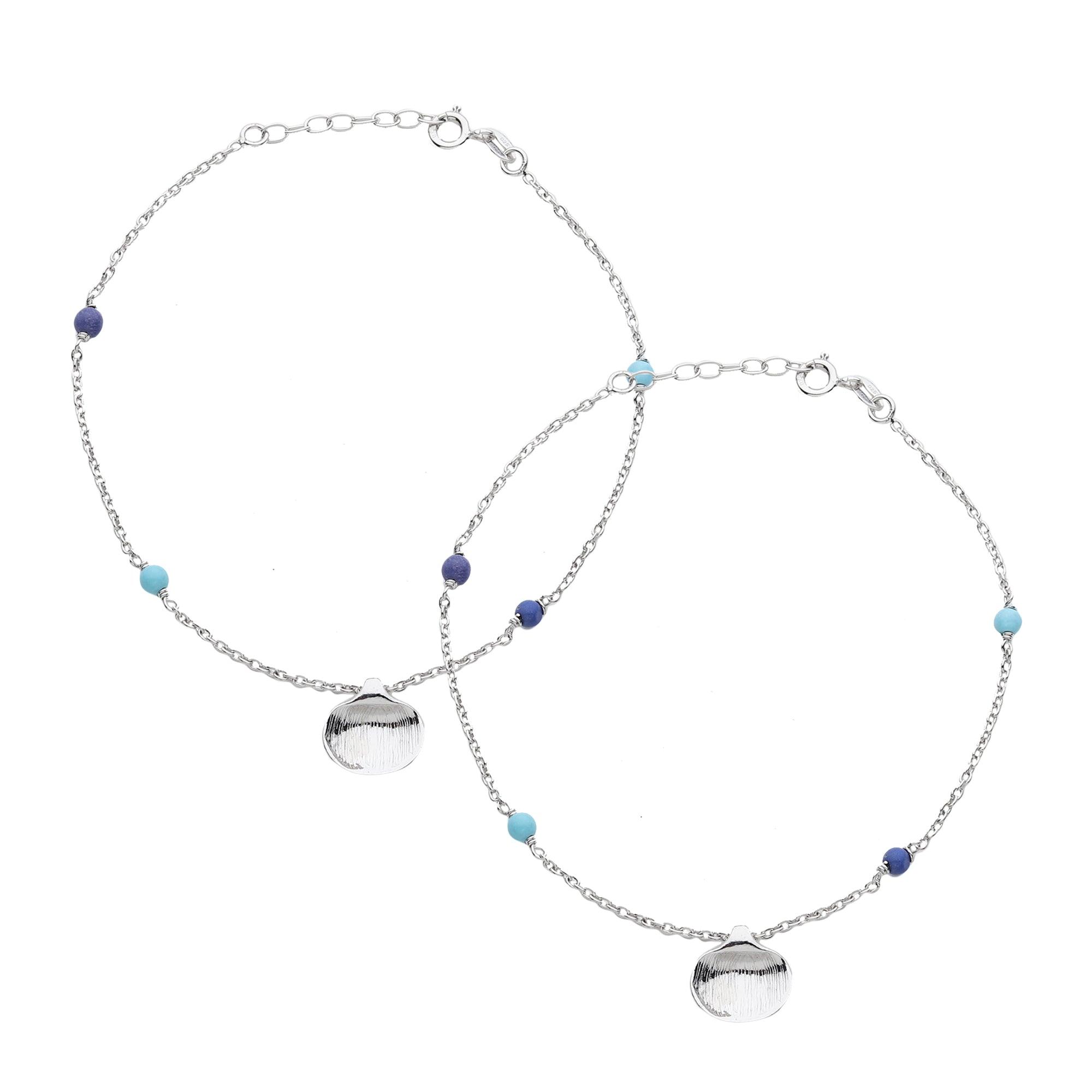 Sophisticated Shell & Aurora Anklet - silvermark