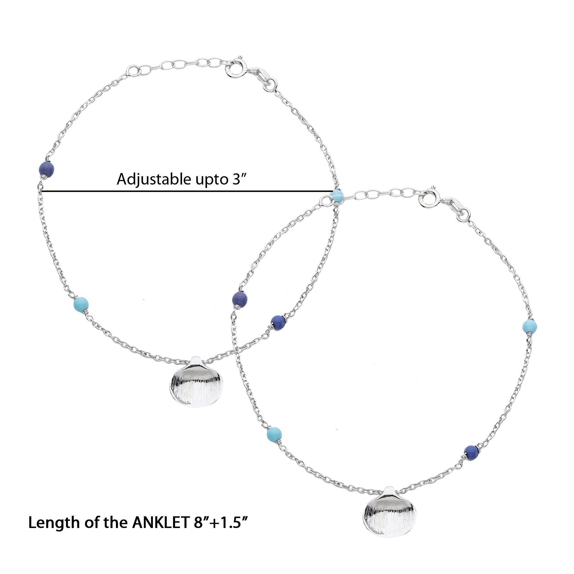 Sophisticated Shell & Aurora Anklet - silvermark