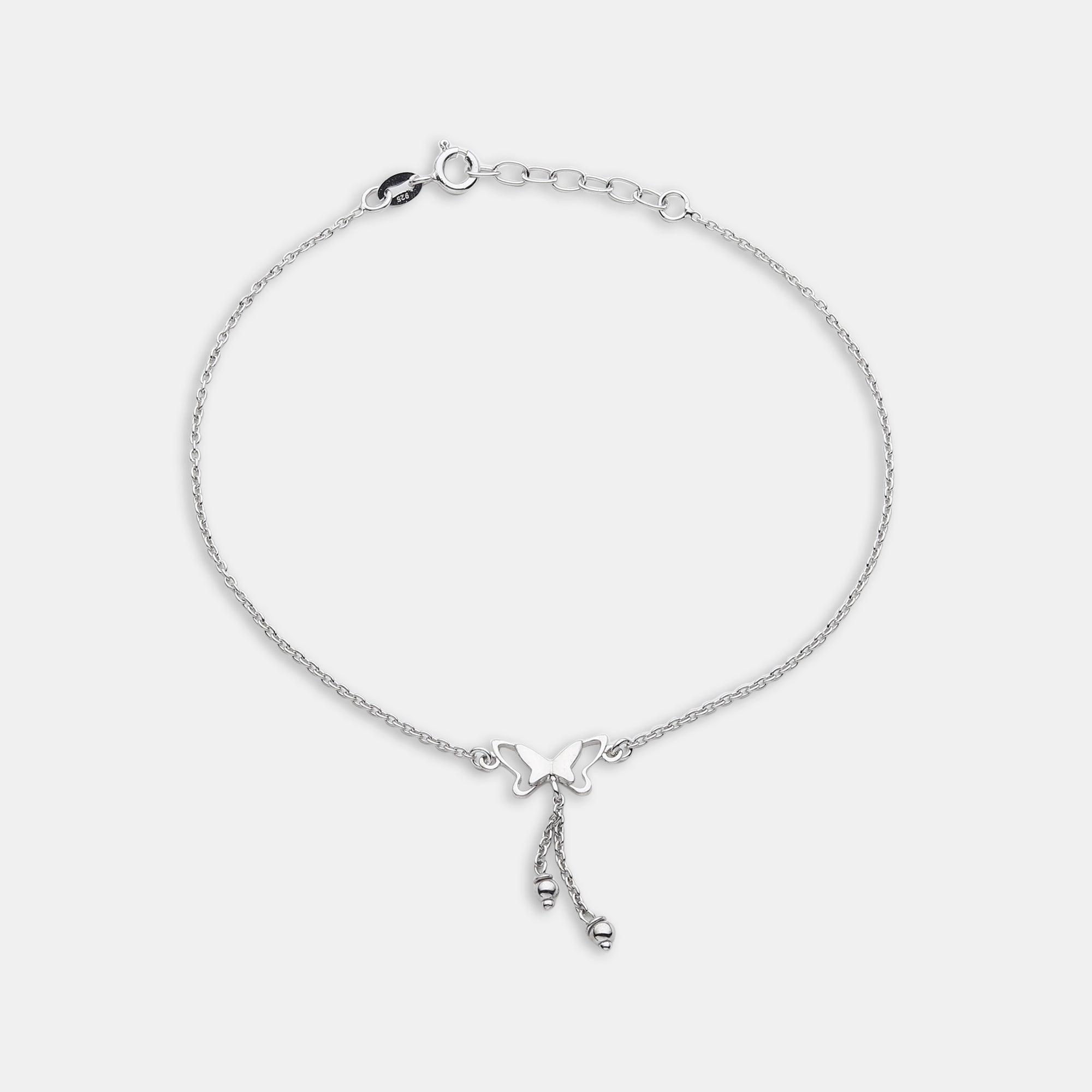 Silver Independent Butterfly Wings Anklet - silvermark