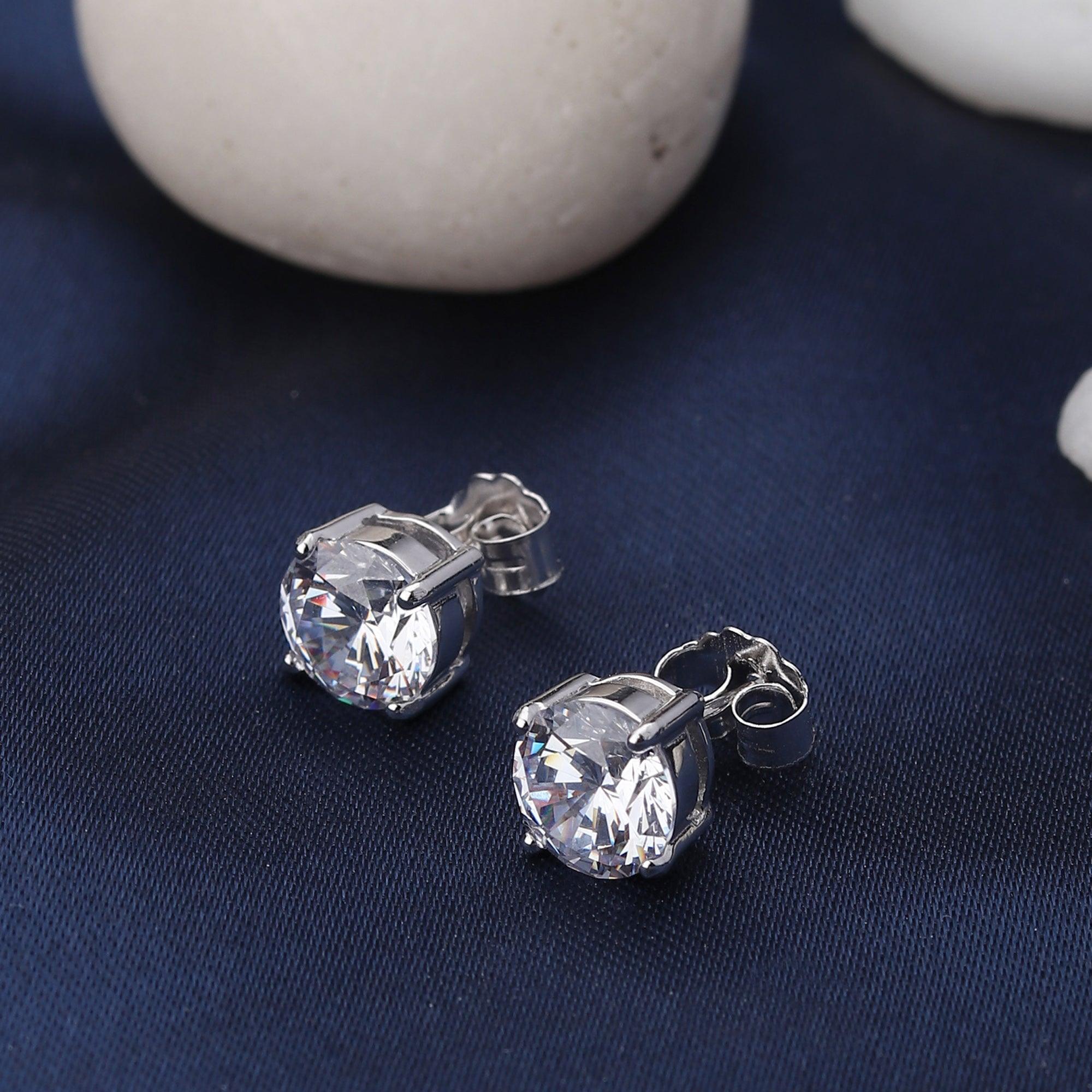 Silver Zircon Basic Shine Studs - silvermark