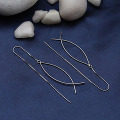 Silver Wired Dangle Hoop Earrings - silvermark