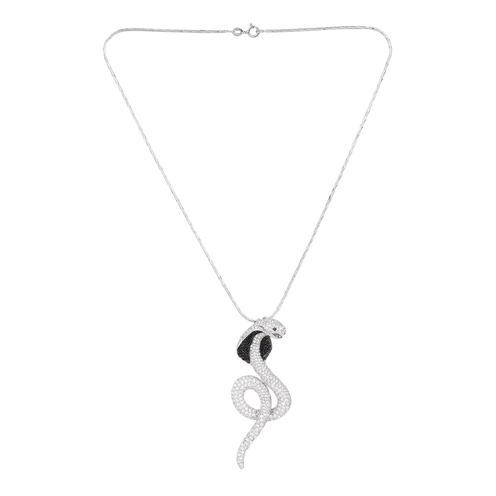 Silver Iced Out Snake Necklace - silvermark